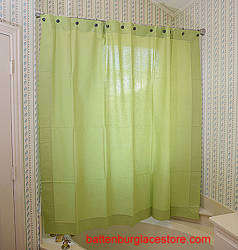 Bright Green Hemstitch Shower Curtain